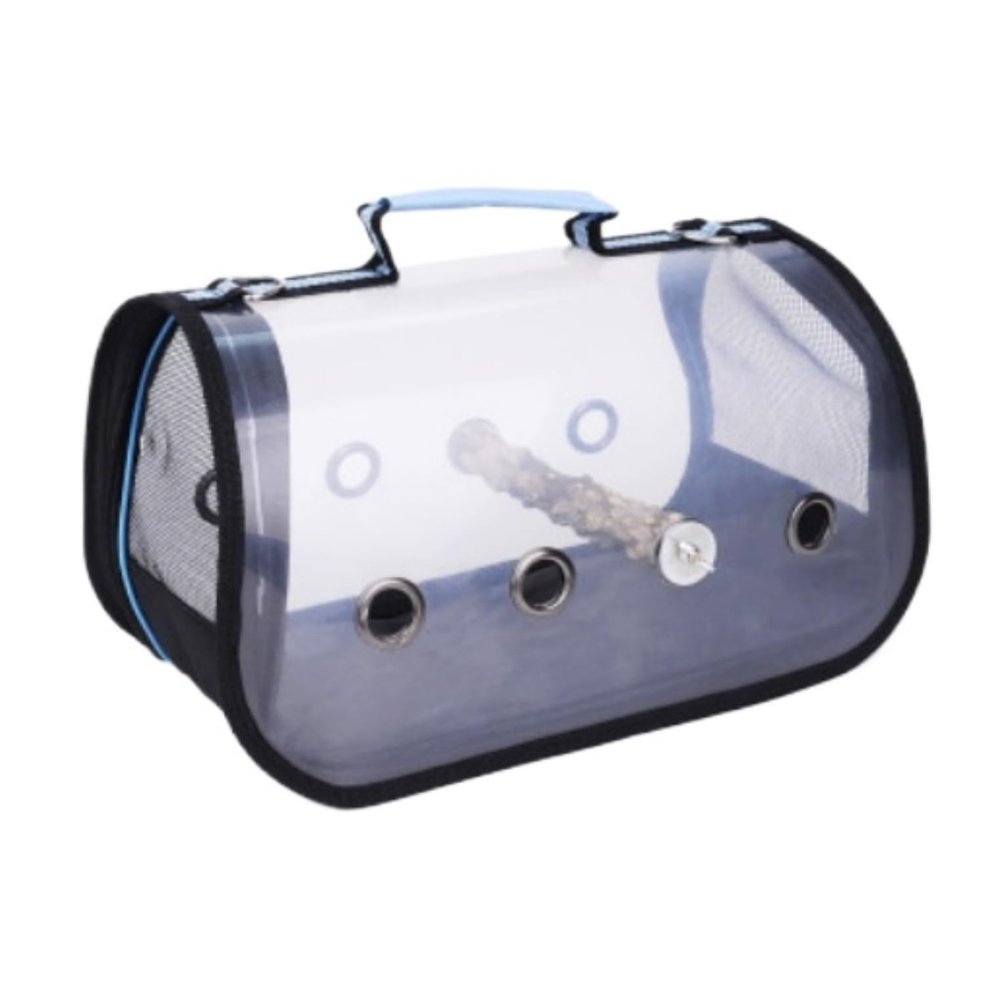 GOOPEEG Outdoor Bird Cage, Portable Transparent Bird Carrier, Breathable Travel Cage, Blue, M