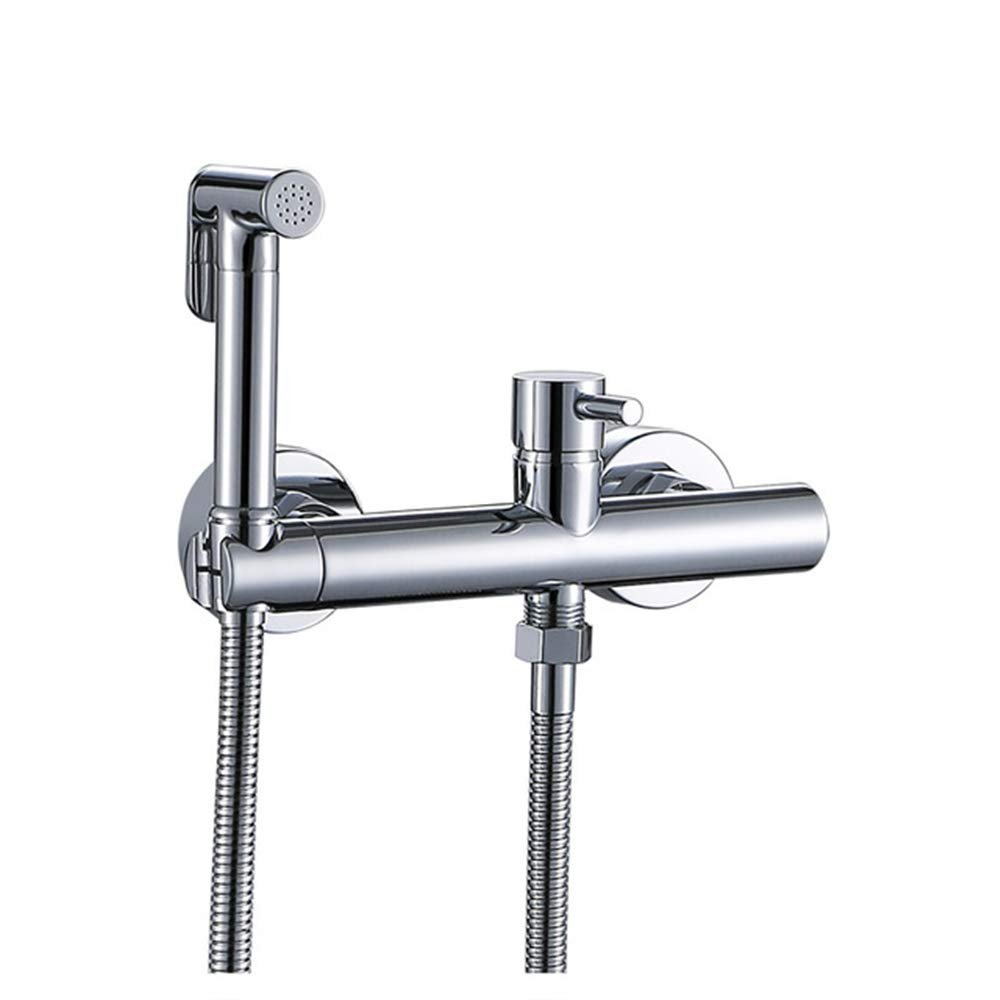 Matte Black and Chrome Bathroom Spray Set, Solid Brass Hot and Cold Mixer Faucet