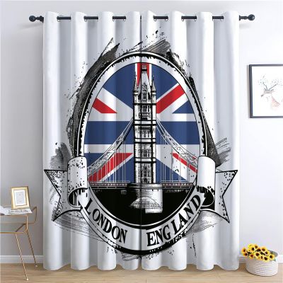 CozyRest Blackout Curtains, British Flag London Architecture, 215 x 110 cm, 2 Panels