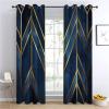 CozyRest Blackout Curtains with Golden Lines and Dark Blue Geometric Pattern, 2-Piece Set, 215 x 110 cm view 2