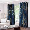 CozyRest Blackout Curtains with Golden Lines and Dark Blue Geometric Pattern, 2-Piece Set, 215 x 110 cm view 4
