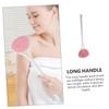 Back Scrubber Brush with Long Handle, Pink Plastic and Silicone view 2