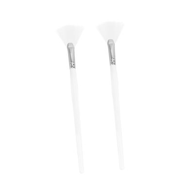 Healeved 6-Piece Fan-Shaped Makeup Brush Set, Mini Mask Brushes, Bamboo, White