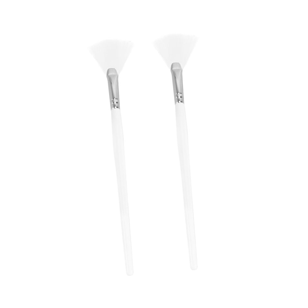 Healeved 6-Piece Fan-Shaped Makeup Brush Set, Mini Mask Brushes, Bamboo, White