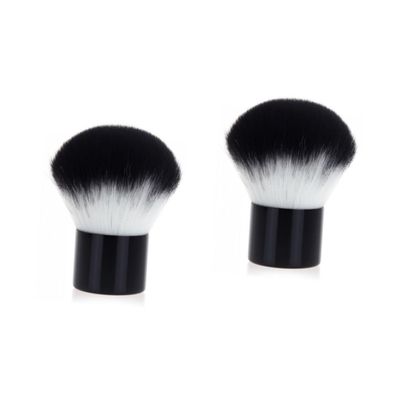 Healeved 2-Piece Mini Multifunctional Makeup Brush Set for Face, Mineral Foundation and Blush, Portable for Travel, Soft Synthetic Fibers, Black