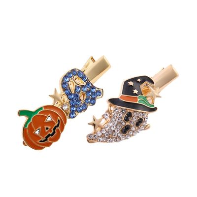 FRCOLOR 6-Piece Halloween Hair Clips with Rhinestone Ghost and Pumpkin Designs