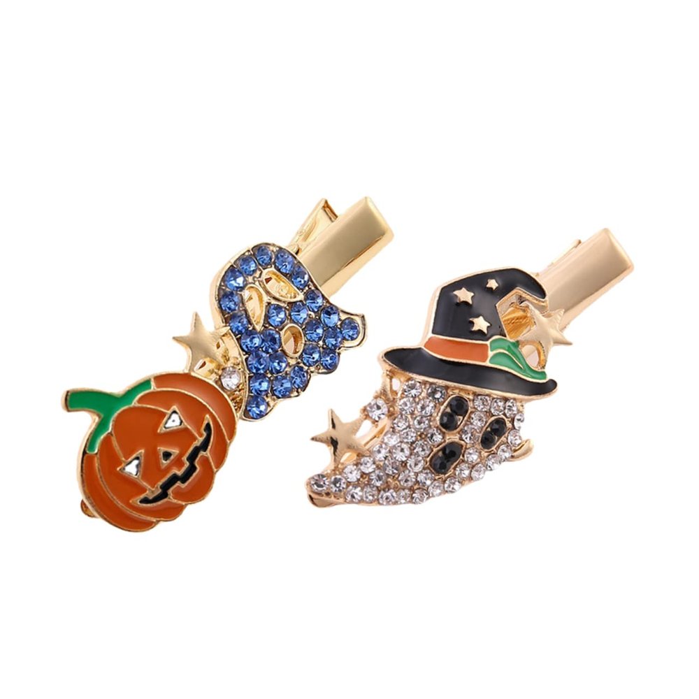 FRCOLOR 6-Piece Halloween Hair Clips with Rhinestone Ghost and Pumpkin Designs