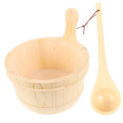 Kisangel Wooden Sauna Bucket and Ladle Set
