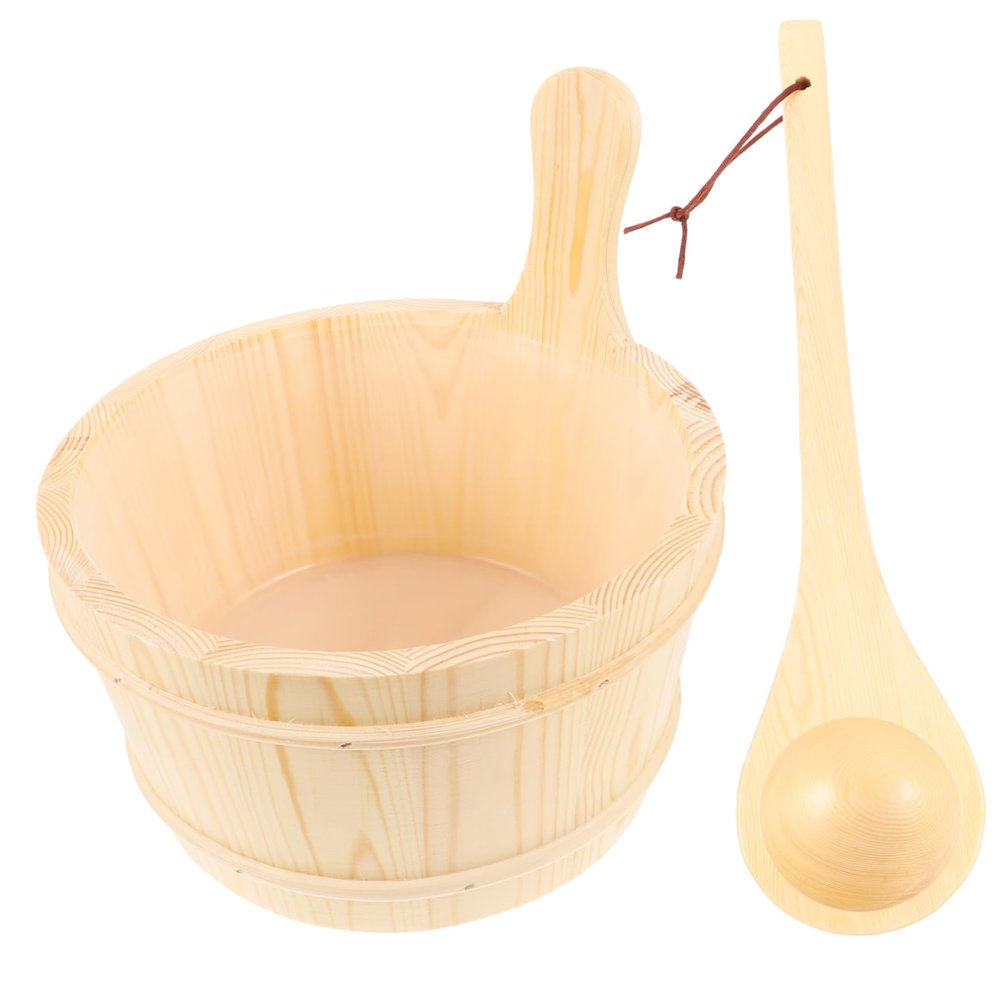 Kisangel Wooden Sauna Bucket and Ladle Set