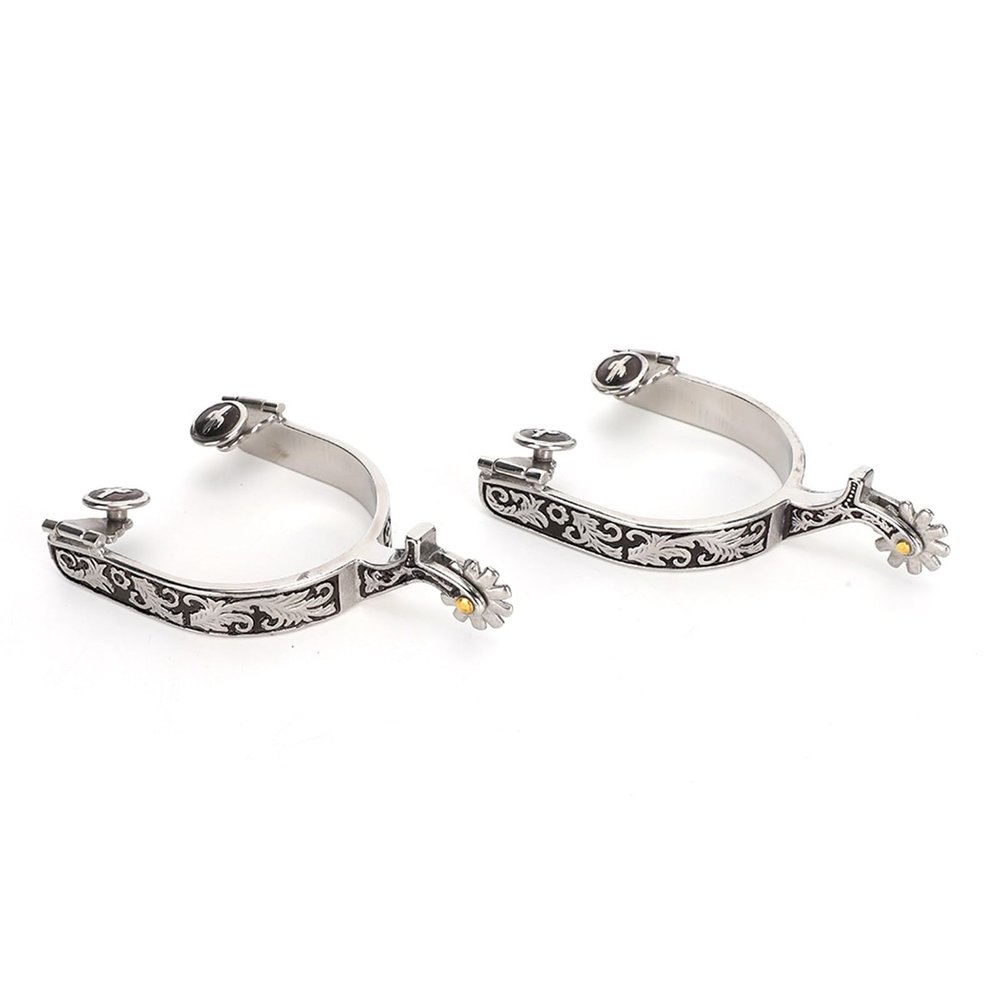 AYNEFY Silver Stainless Steel Horse Spurs
