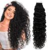 Deep Wave Remy Human Hair Tape-In Extensions #1B, 20 Pieces, 18 Inches view 1