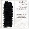 Deep Wave Remy Human Hair Tape-In Extensions #1B, 20 Pieces, 18 Inches view 2