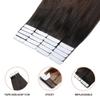 XXAD553TY Remy Human Hair Tape-In Extensions, Black to Brown Balayage Ombre, 22 in view 3