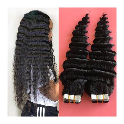 XXAD553TY Tape-In Human Hair Extensions, Natural Color, 40 Pieces, 20 Inch