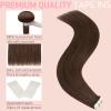 FUOTONBUTY Human Hair Tape-In Extensions, Double-Stitched, Seamless, Medium Brown, 35.6 cm, 50 g, 20 Pieces view 3
