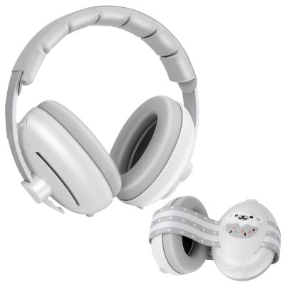 BEBOAN 2-in-1 Baby Hearing Protection Earmuffs, Adjustable Noise Protection for Infants and Toddlers, 0+ Months, Gray