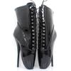 18 cm High Heels Ballet Lace-Up Boots, Short, Black | 38 view 2