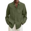 Duohropke Men's Long-Sleeve Linen-Cotton Shirt, Oversized Casual Summer Shirt view 2