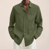 Duohropke Men's Long-Sleeve Linen-Cotton Shirt, Oversized Casual Summer Shirt view 3