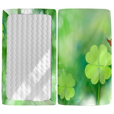 Odot Baby Crib Fitted Sheet, 3D Four-Leaf Clover Pattern, 51 x 85 cm