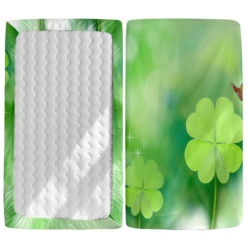 Odot Baby Crib Fitted Sheet, 3D Four-Leaf Clover Pattern, 51 x 85 cm