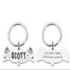 Personalized Pet ID Tag with Halloween Bat Engraving, Silver view 1