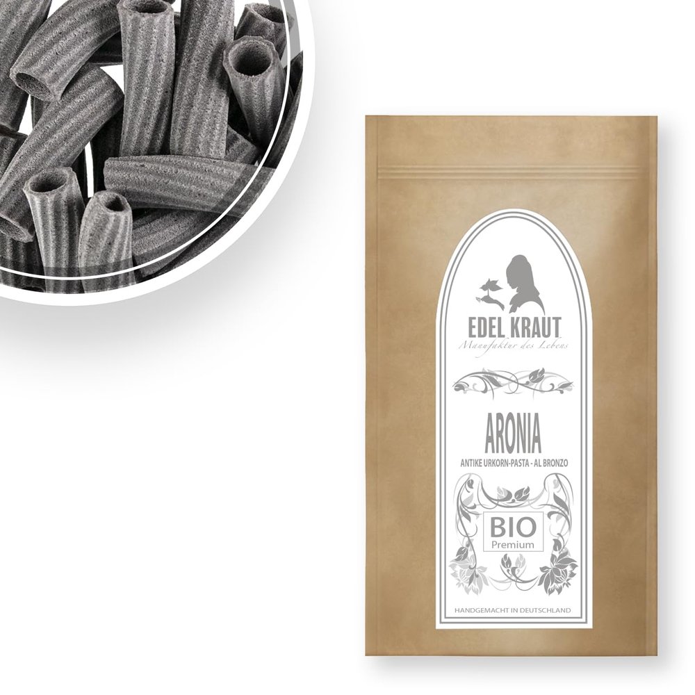 Organic Aronia Tortiglioni 250 g | EDEL KRAUT – Ancient-Grain Whole-Wheat Pasta with Superfood, Bronze-Die Extruded, Low Gluten