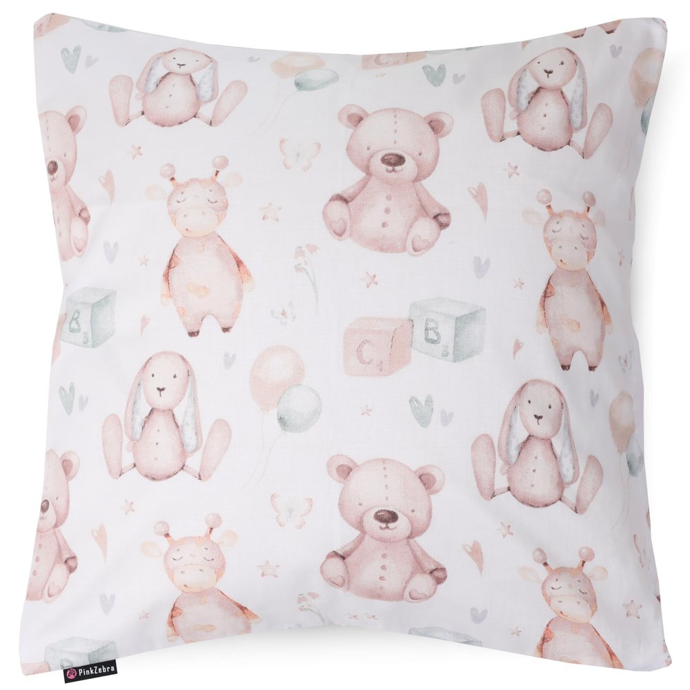 PinkZebra Kids' Pillowcase, 31.5 x 31.5 in, 100% Cotton, Boys' Pillow Cover, OEKO-TEX Standard 100, Zipper, Stuffed Animal Design