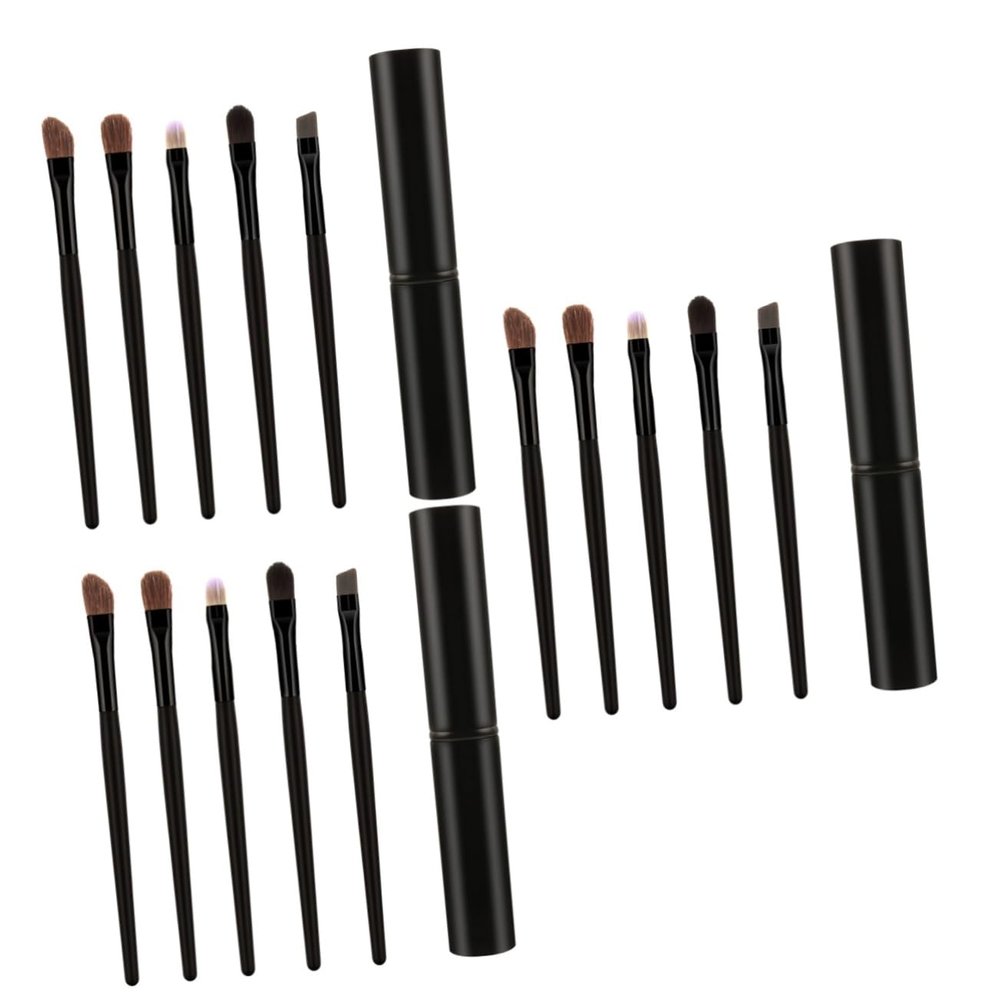 Healeved 15-Piece Eye Makeup Brush Set with Storage Case, Horsehair Brushes for Eyeshadow and Eyeliner, for Precise Application and Everyday Makeup