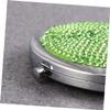 Healeved 3-Piece Folding Compact Mirrors, Portable Double-Sided Rhinestone Makeup Mirrors, Light Green view 3