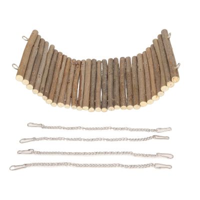 Syrisora Natural Wooden Hamster Swing with Hanging Chain, 15 × 35 cm