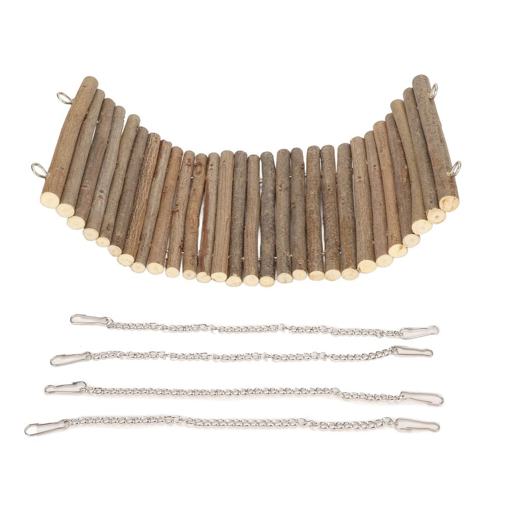 Syrisora Natural Wooden Hamster Swing with Hanging Chain, 15 × 35 cm