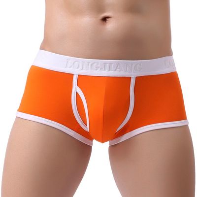 SRZYMJ Men's Boxer Shorts, Retro Briefs, Soft Breathable Viscose Underwear with Open Fly, Orange