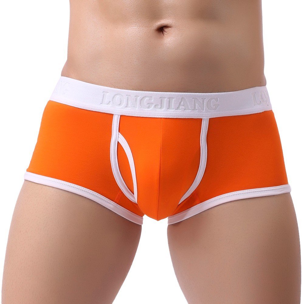 SRZYMJ Men's Boxer Shorts, Retro Briefs, Soft Breathable Viscose Underwear with Open Fly, Orange