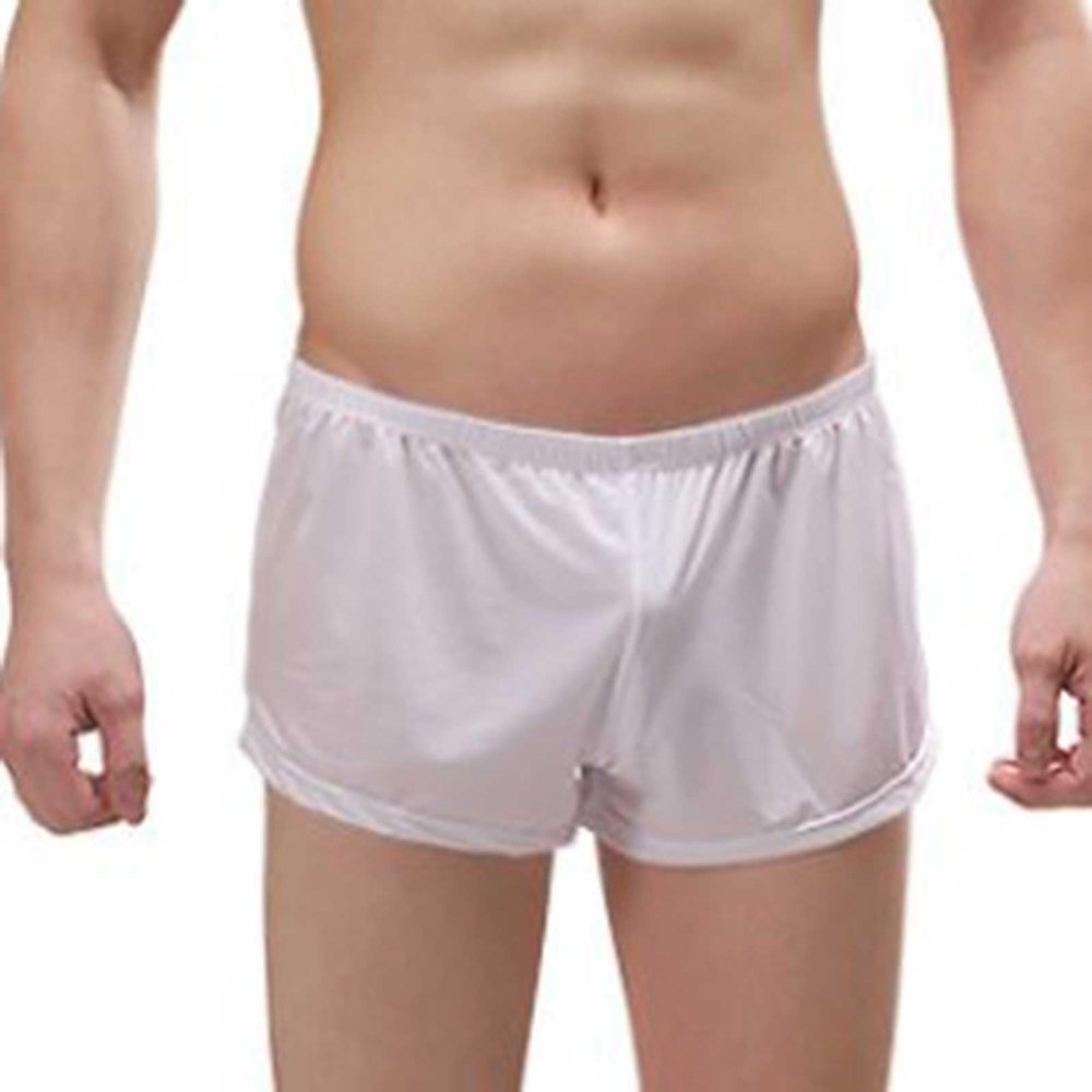 SRZYMJ Men's Cotton Boxer Shorts, White, with Fly