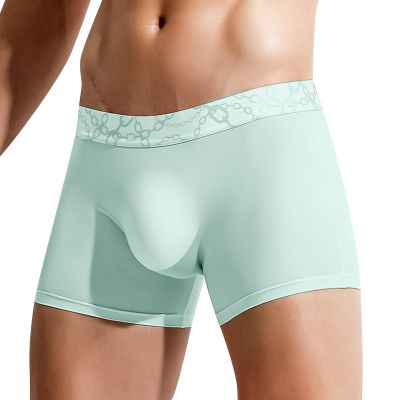 SRZYMJ Men's Boxer Shorts, Soft Breathable Viscose Underwear with Open Fly, Light Blue