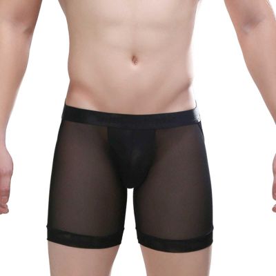 SRZYMJ Men's Boxer Briefs, Soft Breathable Viscose Underwear with Open Fly, Black