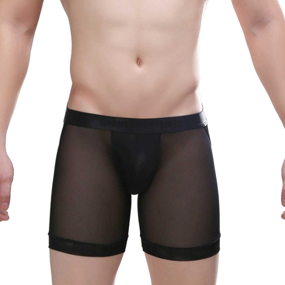 SRZYMJ Men's Boxer Briefs, Soft Breathable Viscose Underwear with Open Fly, Black