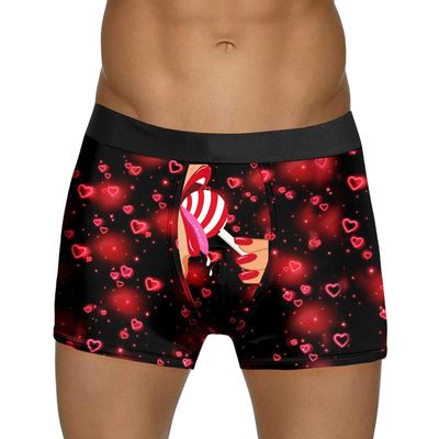 SRZYMJ Men's Red Bamboo Fiber Boxer Briefs