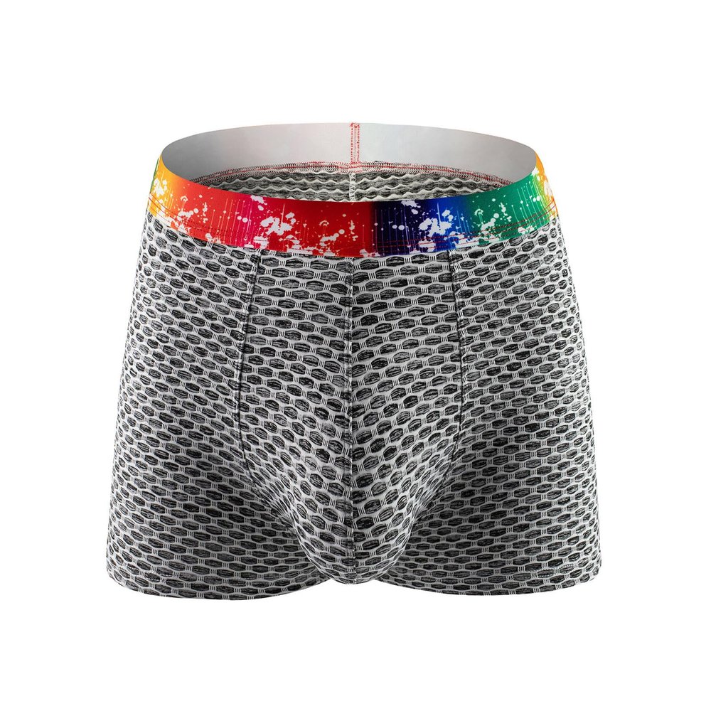 SRZYMJ Men's Low-Rise Boxer Briefs, Ice-Silk Modal, Gray, XL