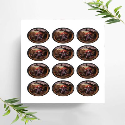 12 Muffin Toppers, Approx. 6 cm, for Cutting Out, Halloween Fondant Design 1408x