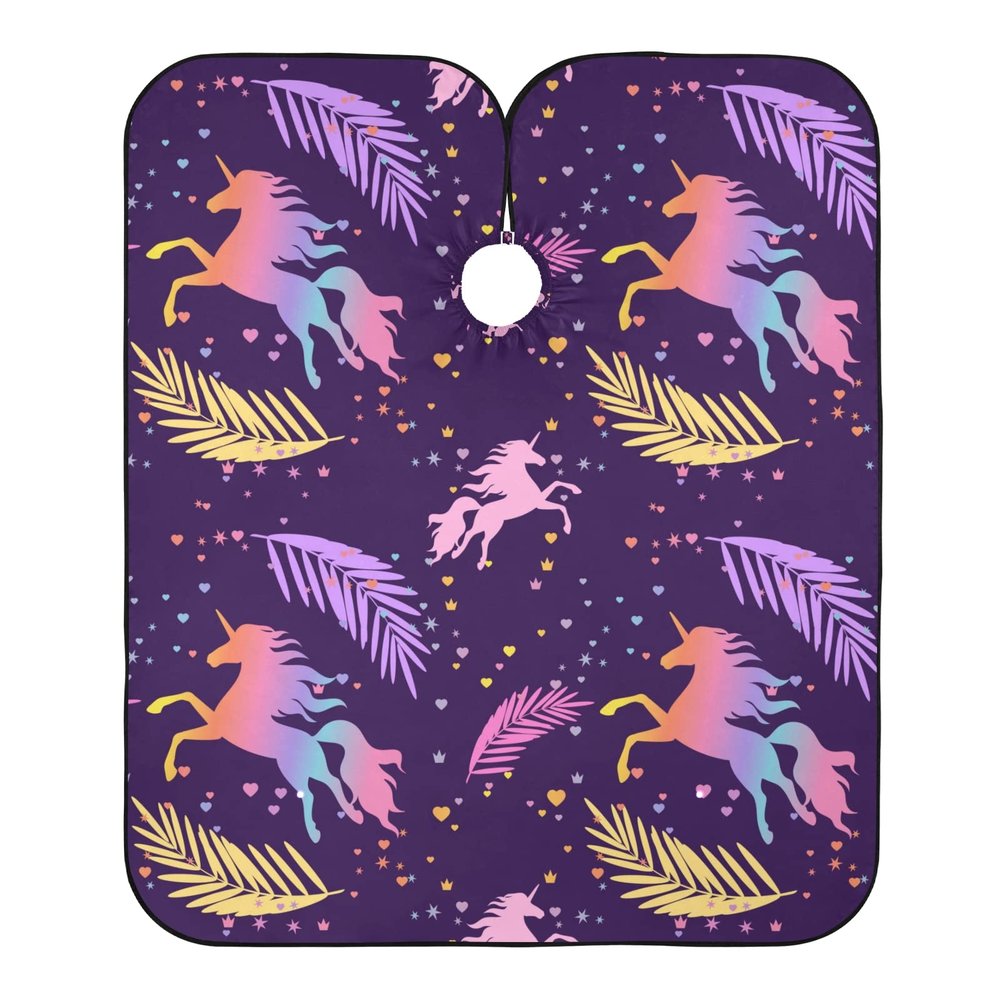 Salon Haircut Cape with Unicorn Heart-Leaf Design