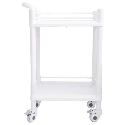 White Simple 2-Tier Salon Trolley with Wheels