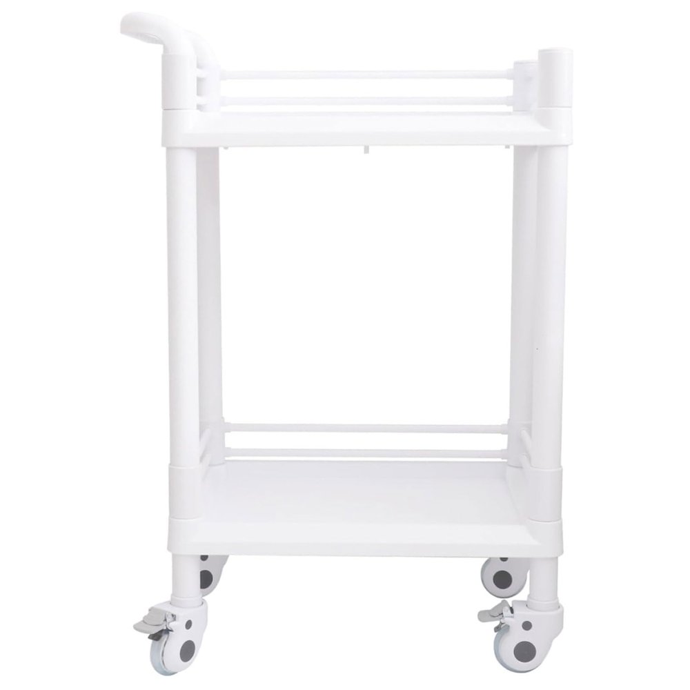 White Simple 2-Tier Salon Trolley with Wheels