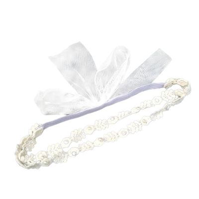 Fc'Noqgn 1 x Baby Girl Headband, Elastic Double-Point Flower Headband, Soft Bow Headband, Hair Accessory for Girls, Silver