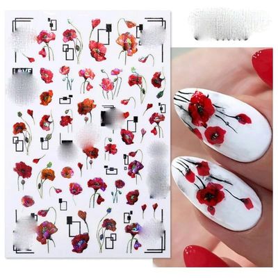 Bow and Flower Nail Art Stickers, Ultra-Thin, Self-Adhesive, for Summer Nail Art - L059
