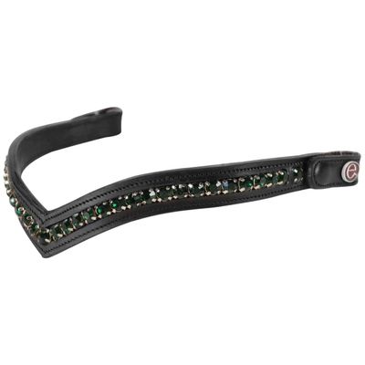EQUITYUM Shaped Emerald Browband with Button, Soft and Durable Materials, Comfortable and Efficient, High-Quality Decoration, Unique Style (Black, COB)
