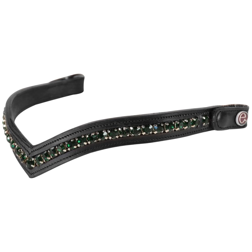 EQUITYUM Shaped Emerald Browband with Button, Soft and Durable Materials, Comfortable and Efficient, High-Quality Decoration, Unique Style (Black, COB)