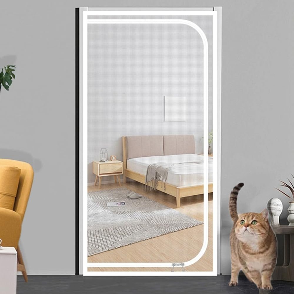 Yuly Cat Door Screen with Zipper, D-Shaped Opening