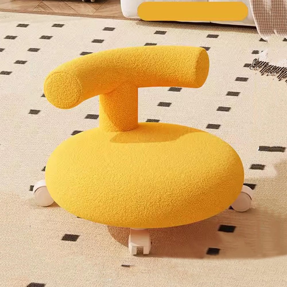 WJFLUCK Low Rolling Stool with Universal Casters, PU Leather